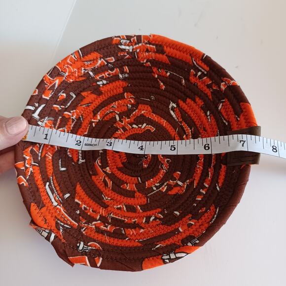 NFL Cleveland Browns Football SET OF 2 Snack Bowls Handmade Coiled Fabric Sewn - Picture 9 of 9